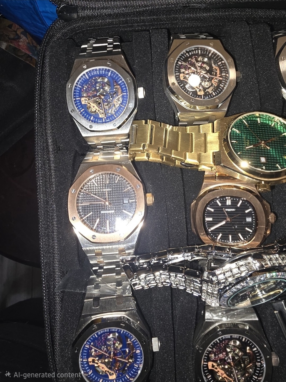 Men's Stainless and Gold Tone Wristwatch Set - Blue, Gold, Green, Black Dials